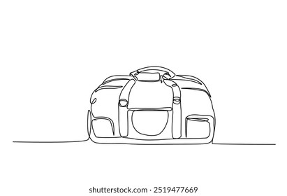 One continuous line drawing fitness bag. Sport bag in single line illustration.