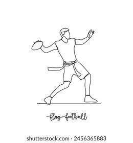 One continuous line drawing of Flag Football sports vector illustration. Flag Football sports design in simple linear continuous style vector concept. Sports themes design for your asset design.