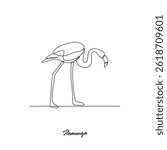 One continuous line drawing of Flamingo animal vector illustration. Bird animal themes in simple linear style vector design concept. Animal bird family for your asset design and educational purpose