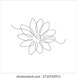 One continuous line drawing of Flower. Single line drawing of Flower
