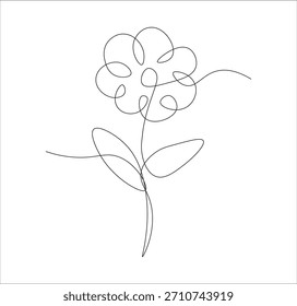 One continuous line drawing of Flower. Single line drawing of Flower

