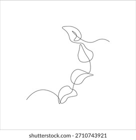 Um desenho de linha contínua de Flower. Desenho de linha única de Flor
