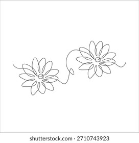 One continuous line drawing of Flower. Single line drawing of Flower
