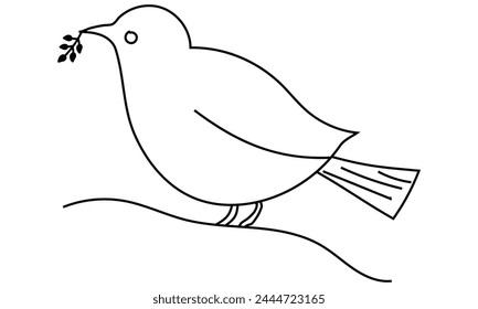 One continuous line drawing of flying up dove. Bird symbol of peace and freedom in simple linear style. Mascot concept for national labor movement icon isolated on white. vector illustration. EPS 10
