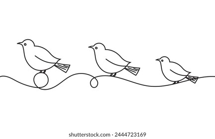 Una línea continua dibujando palomas voladoras. Pájaro símbolo de paz y libertad en estilo lineal simple. Concepto de mascota para el icono del movimiento obrero nacional aislado en blanco. Ilustración vectorial. EPS 10
