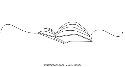 one continuous line drawing of flying books.one line drawing of books for education and knowledge concept.minimalist line vector illustration