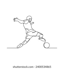 One continuous line drawing of a football player who is competing on the field vector illustration. Sports design illustration simple linear style vector concept. Football player vector design concept