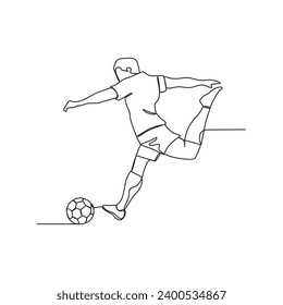 One continuous line drawing of a football player who is competing on the field vector illustration. Sports design illustration simple linear style vector concept. Football player vector design concept