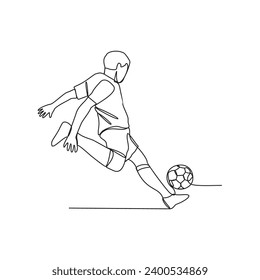 One continuous line drawing of a football player who is competing on the field vector illustration. Sports design illustration simple linear style vector concept. Football player vector design concept