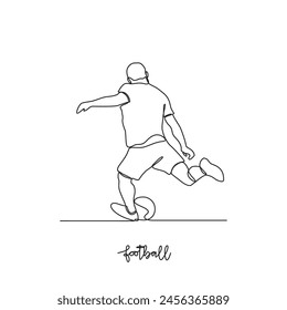 One continuous line drawing of Football sports vector illustration. Football sports design in simple linear continuous style vector concept. Sports themes design for your asset design illustration.