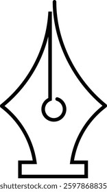One continuous line drawing of the Fountain Pen nib symbol in a simple minimal linear style. 