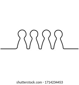 one continuous line drawing four pawns