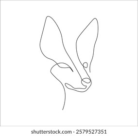 One continuous line drawing of fox. single line fox drawing concept. fox illustration. editable stroke
