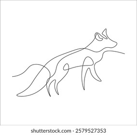 One continuous line drawing of fox. single line fox drawing concept. fox illustration. editable stroke
