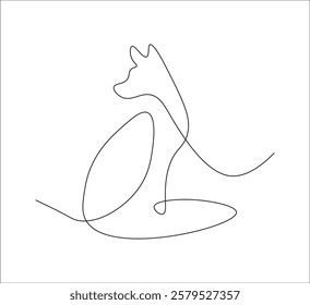 One continuous line drawing of fox. single line fox drawing concept. fox illustration. editable stroke
