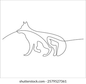 One continuous line drawing of fox. single line fox drawing concept. fox illustration. editable stroke
