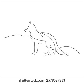 One continuous line drawing of fox. single line fox drawing concept. fox illustration. editable stroke
