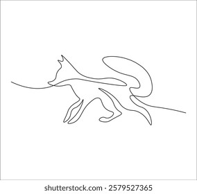 One continuous line drawing of fox. single line fox drawing concept. fox illustration. editable stroke
