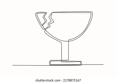 One continuous line drawing of fragile symbol. Warning Concept. Single line draw design vector graphic illustration.