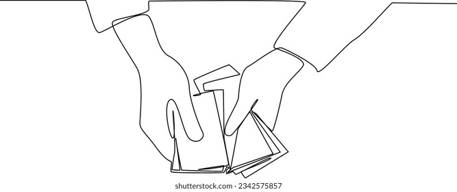 One continuous line drawing of Freelancer filling invoice, distance job payroll, money transfer online, remote and work payment concept. Doodle vector illustration in simple linear style.