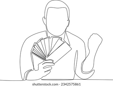 One continuous line drawing of Freelancer filling invoice, distance job payroll, money transfer online, remote and work payment concept. Doodle vector illustration in simple linear style.