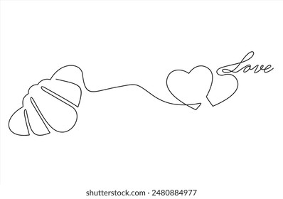 One continuous line drawing of French croissant. Symbol of love in Paris in simple linear style. Croissant icon, bakery logo. Editable stroke. Vector illustration.