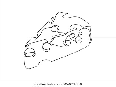 Un dibujo continuo de un delicioso y delicioso logotipo de la tienda italiana de quesos. 