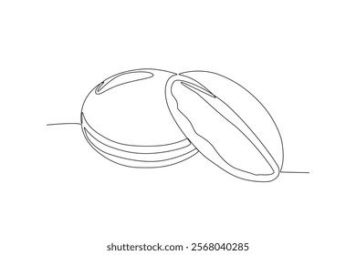 One continuous line drawing of fresh delicious Dorayaki. Fast food Japan noodle cafe shop logotype template concept. Modern single line draw design vector illustration
