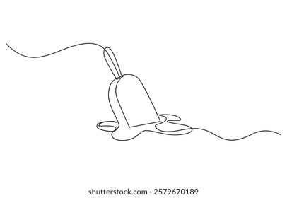 One continuous line drawing of fresh ice cream stick. Single line art of delicious, Continuous one line drawing ice cream bar stick. Dessert concept. Single line draw design vector.