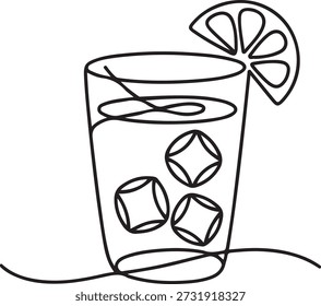 Um desenho de linha contínua de gelo limonada delicioso fresco com limão fatiado para o menu do restaurante. Beber café loja logotipo modelo conceito. uma linha Ícone desenho
