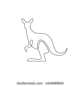 One continuous line drawing of funny standing kangaroo for national zoo logo identity. Animal from Australia mascot concept for conservation park icon. Single line draw design vector illustration