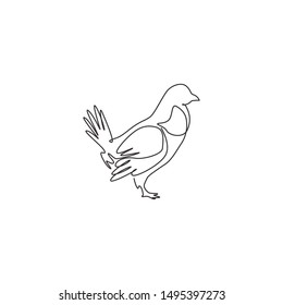One Continuous Line Drawing Of Funny Grouse Bird For Organisation Logo Identity. Driven Grouse Shooting Mascot Concept For Game Bird Icon. Modern Single Line Draw Design Graphic Vector Illustration