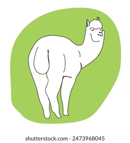 Una línea continua de dibujo de alpaca divertida para la identidad del logotipo de la granja. Concepto domesticado de la mascota animal del mamífero para el icono del ganado. Ilustración gráfica de Vector de diseño de línea simple moderna