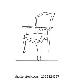 One continuous line drawing of Furniture set vector illustration. Chair set design in simple continuous linear style vector concept. Furniture themes design for educational presentation purpose.
