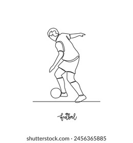 Una línea continua de dibujo de la Ilustración vectorial deportiva de Fútbol Sala. Diseño deportivo de fútbol sala en concepto de Vector de estilo lineal simple y continuo. Diseño de temas deportivos para su ilustración de diseño de activos.