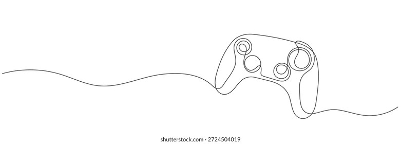Un dibujo de línea continua de palo de juego. Joystick para jugar el juego y el controlador para el concepto de PC ciberdeporte en estilo lineal simple. Trazo editable