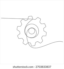 One continuous line drawing gear of business teamwork concept vector illustration