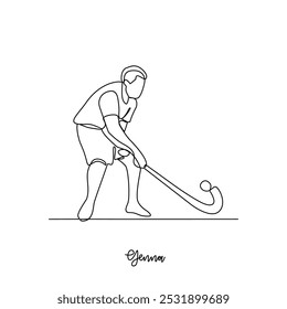 One continuous line drawing of Genna sports vector illustration. Traditional sports design in simple linear continuous style vector concept. Sports theme design for your asset design illustration.