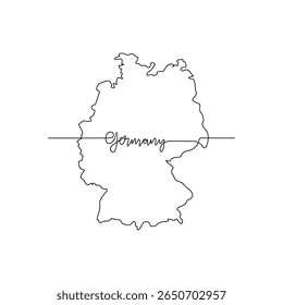 One continuous line drawing of Germany signature themes design vector illustration. Germany map in simple linear style vector design concept. Good design illustration for tourism and travel campaign.