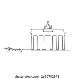 One continuous line drawing of Germany signature themes design vector illustration. Germany iconic building in simple linear style vector design concept. Good design for tourism and travel campaign.