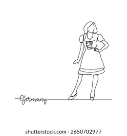 One continuous line drawing of Germany signature themes design vector illustration. Germany national clothes in simple linear style vector design concept. Good design for tourism and travel campaign.