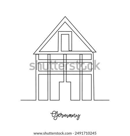 One continuous line drawing of Germany traditional house vector illustration. Country traditional house in simple linear style vector design concept. Historical education for all students people.