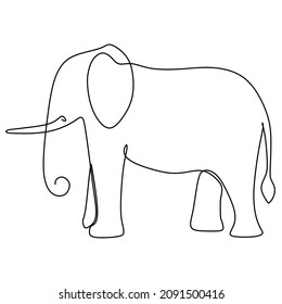 One continuous line drawing of giant African elephant. Wild animal national park conservation. Safari zoo concept. Dynamic single line draw graphic design vector illustration