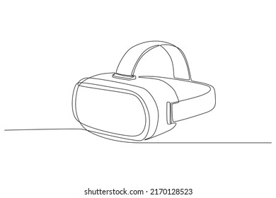 One continuous line drawing of  glasses of virtual reality. Virtual game concept. Single line draw design vector graphic illustration.