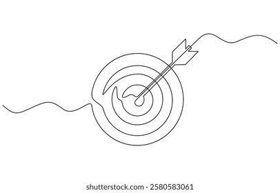 One Continuous Line Drawing of Goals Icon. Single Line Vector Illustration, Continuous one line drawing of target icon. abstract line art illustration of archery target symbol.