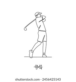 One continuous line drawing of Golf sports vector illustration. Golf sports design in simple linear continuous style vector concept. Sports themes design for your asset design vector illustration.