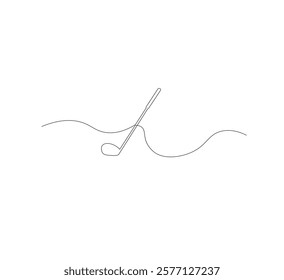 One continuous line drawing of golf putter, golf line icon, white background,one continuous line drawing of Golf sport vector illustration, abstract one line icon drawing.