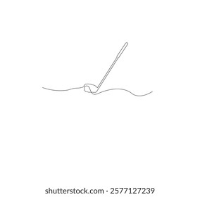 One continuous line drawing of golf putter, golf line icon, white background,one continuous line drawing of Golf sport vector illustration, abstract one line icon drawing.