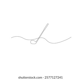 One continuous line drawing of golf putter, golf line icon, white background,one continuous line drawing of Golf sport vector illustration, abstract one line icon drawing.