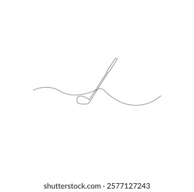 One continuous line drawing of golf putter, golf line icon, white background,one continuous line drawing of Golf sport vector illustration, abstract one line icon drawing.